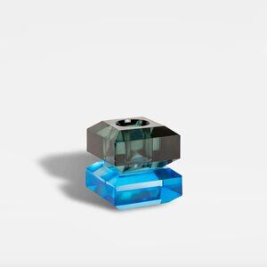 NWT! BYON Design Candle Holder Ruby in Blue Green Glass